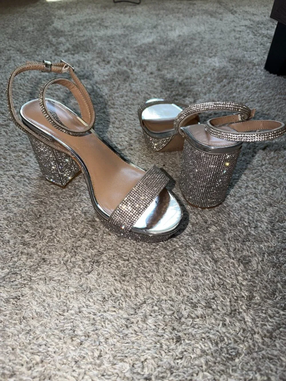 BCBGeneration Women's Pristal Rhinestone Platform Block Heel Sandals